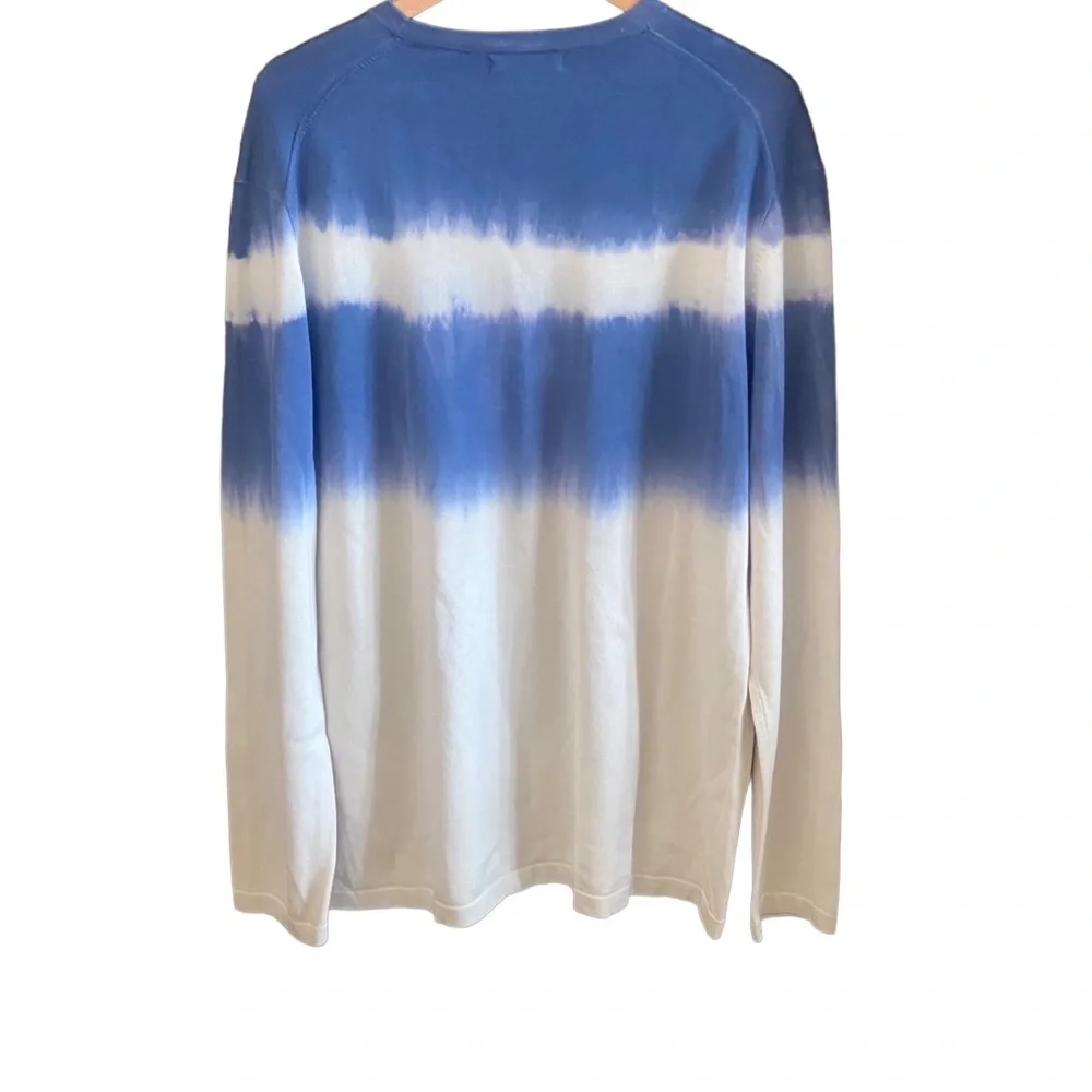 Banana Republic Blue/Cream Striped Tie Dyed Sweatshirt. Size XXL. - Picture 6 of 8
